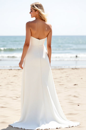 Robe de mariée bustier en mousseline de soie ivoire